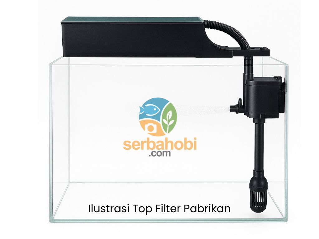 ilustrasi top filter pabrikan yang merupakan salah satu jenis filter aquarium