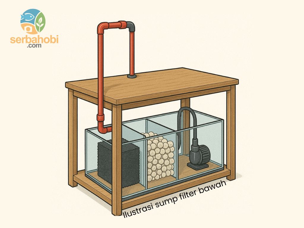 ilustrasi gambar sump filter aquarium