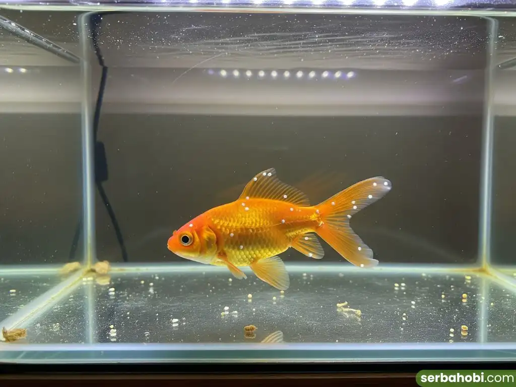 ikan mas koki yang terindikasi terkena penyakit white spot