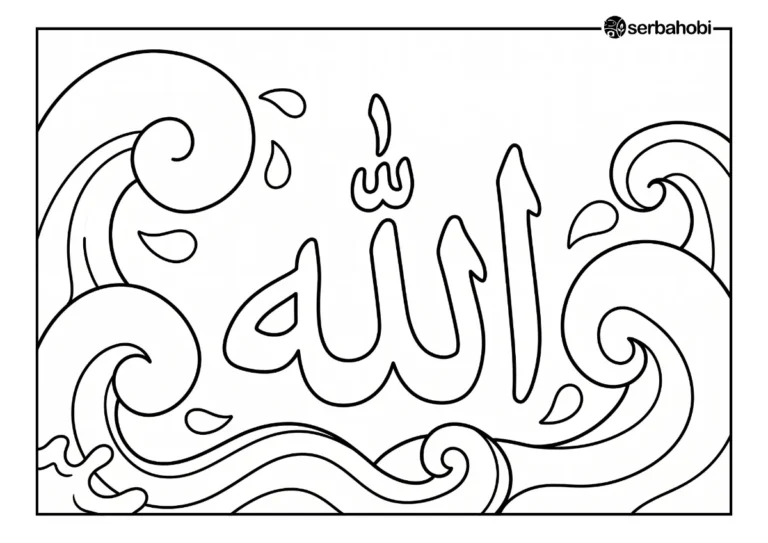 Gambar Mewarnai Kaligrafi Islami untuk Anak, Gratis & Siap Cetak!